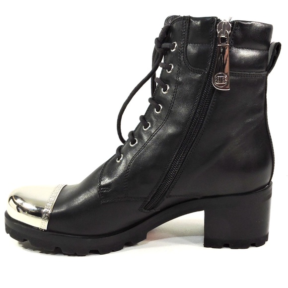 BALDININI 🇮🇹 WOMEN'S BLACK SOFT LEATHER WINTER FASHION ANKLE BOOTIE - Picture 4 of 7